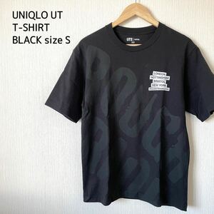 UNIQLO ユニクロ UT ザ・ワールドオブレコードストアーズ プリントTシャツ 半袖 クルーネック メンズ オーバーサイズ 普段着 黒 S