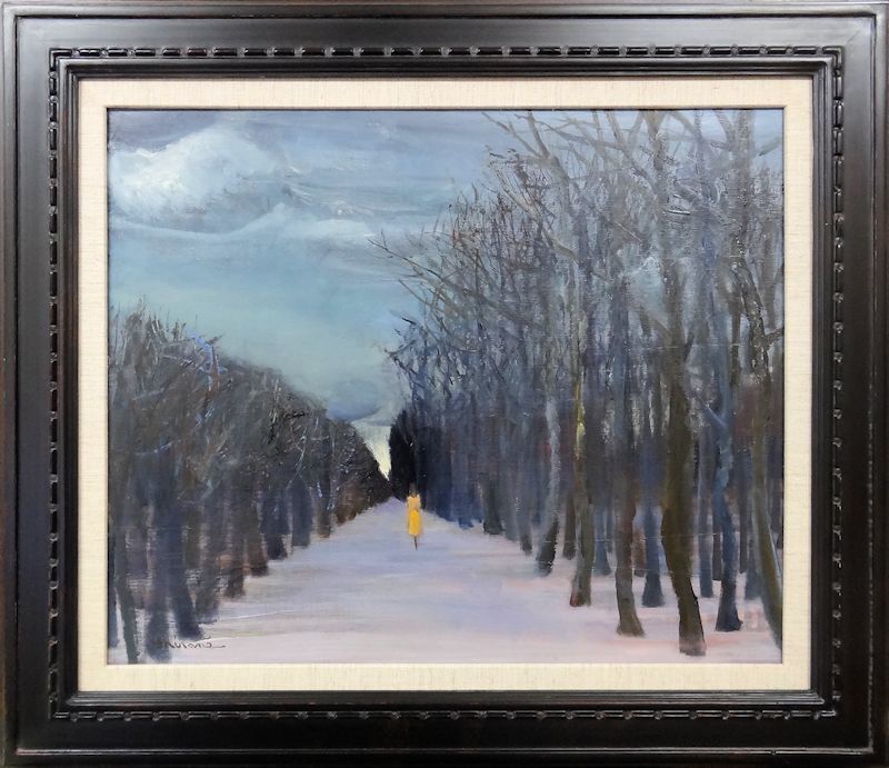 税込) 油彩画 洋画 油絵額縁付きで納品対応可 F20号 冬の奥入瀬1 小川