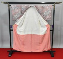 着物 小紋 ちりめん 花 松 御所車 菊 おしゃれ 身丈153cm 裄丈62.5cm_画像10