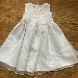 美品発表会 女の子ドレス 結婚式 ベビードレス シフォンドレス ホワイト110サイズ小人の国プリンセス可愛いキッズ子供
