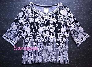 *14C Chanel CHANEL popular pretty CC Logo . small floral print short sleeves knitted 38
