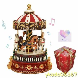 P2132: Merry goラウンドミュージックボックス 幾何学的な音楽 赤ちゃんの部屋装飾 クリスマス ノオトシゴ 誕生日 バレンタインデー ギフト