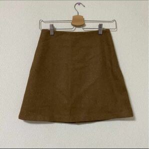 サイドファスナー台形ミニスカート brown