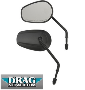 黒 ミラー ロングステー タイプ DRAG SPECIALTIES 0640-1310 OEM-Style Teardrop Mirror Long Stem DS
