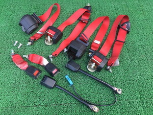 * Rover Mini TARTAN tartan limited seat belt red complete set 