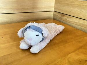 羊　ラム　小物入れ付き　ぬいぐるみ ピンク　寝そべり　30cm