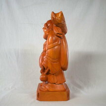木彫 布袋様 立像 総高さ約39㎝ 仏像 置物 インテリア 彫刻 【e1-2-175】_画像4