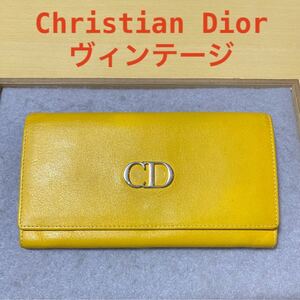 クリスチャンディオール　長財布　ヴィンテージ　イエロー　CDロゴ