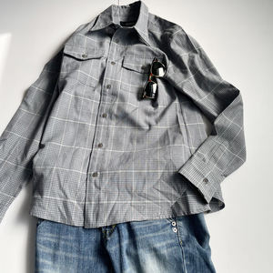 [ postage nationwide equal ]zucca Zucca gray check long sleeve shirt M