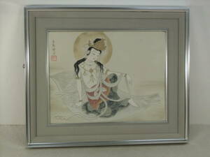 Art hand Auction 稀有商品【正品保证林五龙式日本画五龙波西米亚佛教画框】检验)画佛像中国佛教艺术, 绘画, 日本画, 人, 菩萨