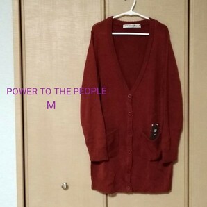 POWER TO THE ANIMAL ニット カーディガンくま クマ 熊 ボルドー