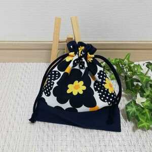 pouch 15 centimeter navy series Northern Europe floral print lining equipped * hand made *
