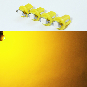 LED T5 B8.5D 黄 4個 欧州車 バルブ ライト エアコン メーター スイッチ インジゲーター ポジション SMD 照明 球 高輝度 イエロー
