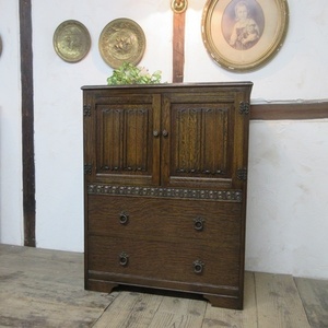  England antique furniture CC41 tallboy chest chest storage display shelf wooden oak Britain ROBE 6456c