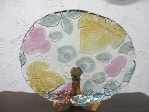 ガラスディッシュ トレー プラター 大皿 盛り皿 小物入れ 飾り インテリア雑貨 イギリス 英国 キッチン雑貨 glass 1643f