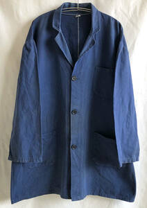  быстрое решение [70's Vintage / Portugal производства ]100% algodo магазин пальто / Work пальто / темно-синий /60/M соответствует / после person . ремень есть (jt-2111-12e)