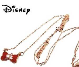 Ленточное ожерелье Disney Minnie Mouse Pink Gold 24K обработка