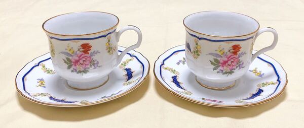 未使用 YAMATO DELUXE PORCELAIN 花柄カップ&ソ-サ-2客