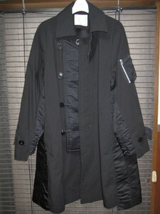 試着のみ sacai Cotton Oxford Coat 1 BLACK コットンオックスフォードコート ステンカラーコート ブラック サカイ