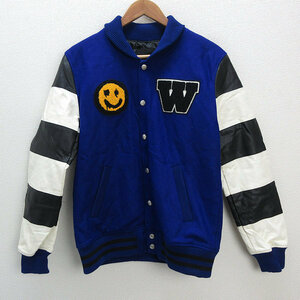 y# World Wide Love /WORLD WIDE LOVE fake leather wool stadium jumper [ men's M]MENS/118[ used ]