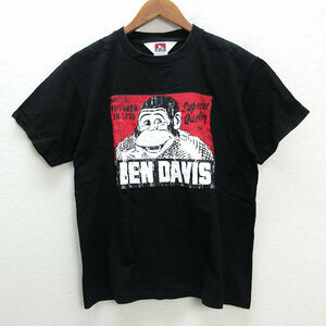 k■ベンデイビス/BEN DAVIS ビッグロゴプリントTシャツ【M】黒/MENS■59【中古】