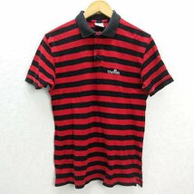 WW■カーハート/CARHARTTボーダー 半袖ポロシャツ■赤/黒【メンズL】MENS/6_画像1