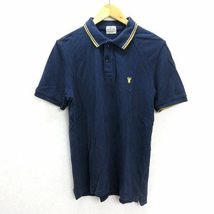 T■コーエン/COENテップライン半袖ポロシャツ■紺【M】MENS/Q60