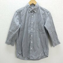 ☆☆ ユナイテッドアローズ/UNITED ARROWS GLR スモールドット柄 七分袖BDシャツ【S】灰色グレーMENS/9_画像1