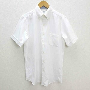 T# United Arrows /UNITED ARROWS GLR button down short sleeves shirt # white poly- [L]MENS