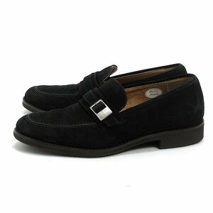 T# сделано в Японии [24.5cm] Trussardi /TRUSSARDI замша кожа Loafer обувь # чёрный MENS retro / меньше 