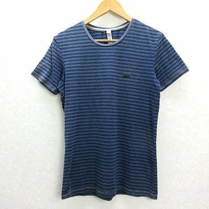 WW■ディーゼル/DIESELボーダー柄ストレッチTシャツ■紺系【メンズS】MENS/131