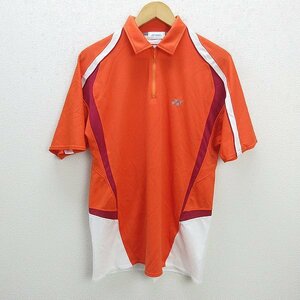 ☆☆ ヨネックス/YONEX VERY COOL ハーフジップ 半袖ドライポロシャツ/卓球・バドミントン【O】橙MENS/34