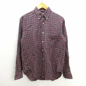 A■東洋シュガーケーン/SUGAR CANEボタンダウン長袖シャツ■赤/黒【M】MENS/90年代古着