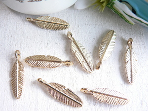  charm feather 8 piece insertion ( #998) feather gold Gold handicrafts parts handmade materials 