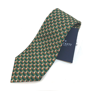 【hln394】新品　HACKETT LONDON ハケット ロンドン　ネクタイ　イタリア製　グリーン緑　フォックス柄　キツネ　ドット水玉