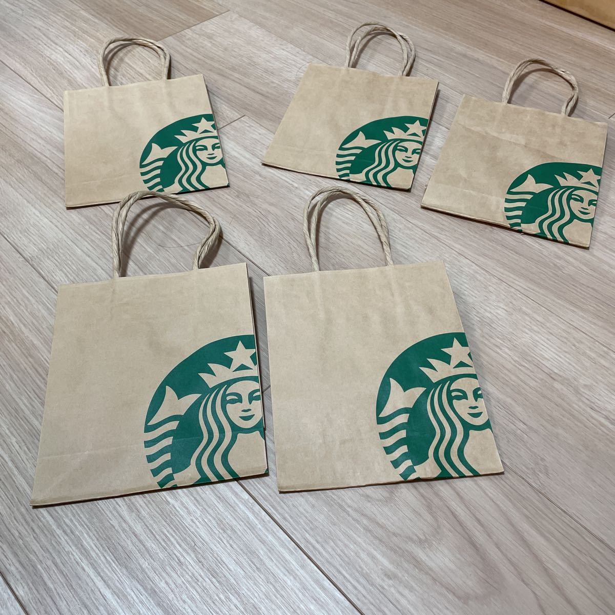 ロゴか Starbucks 10/10〆◎スターバックス紙袋ロゴ3枚5まとめ売り大量