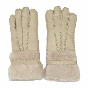  new goods * mouton gloves lady's original leather real hand made heat insulation eminent ivory warm!