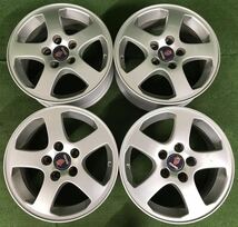 ★SAAB サーブ 純正 15インチ 110/5H ★15×6.5J +41 PCD110 5穴 ハブ径:約67mm 4本Set 中古アルミ シルバー系 5本スポーク ★送料無料_画像1