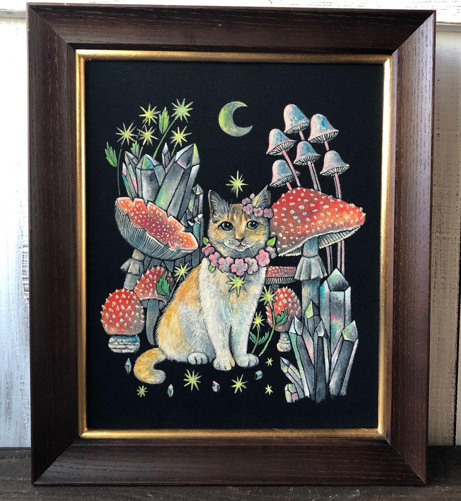 je suis le plus mignon, Kiki F3 taille œuvre d'art encadrée chat original par Yoko Tokushima ★ Chat du ciel étoilé, Ouvrages d'art, Peinture, acrylique, Entaille