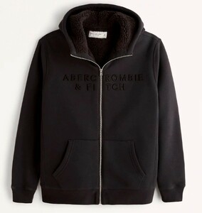 アバクロ*Abercrombie&Fitch*US:XXL/グレー/シェルパラインドフルジップフーディー