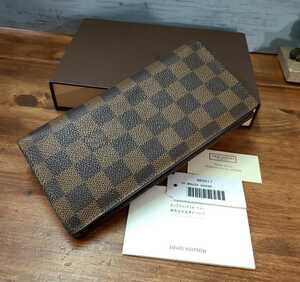 美品☆LOUIS VUITTON ルイヴィトン ポルトフォイユ ブラザ N60017 ダミエ エベヌ 二つ折り 長財布 箱付き