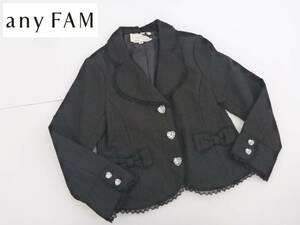 超美品 any FAM（エニィファム） ★黒ツイード素材　リボン　ジャケット　130