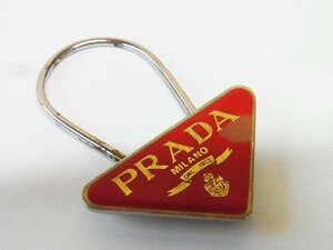 TS PRADA Prada Vintage triangle Logo plate key holder red small articles 