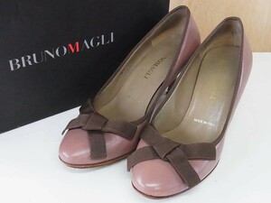  high class Italy made BRUNOMAGLI Bruno Magli ribbon tu leather pumps size 35.5 shoes 