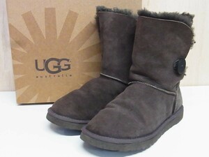 TS 綺麗 UGG AUSTRALIA アグオーストラリア W BAILEY BUTTON ムートンレザー ブーツ グレー サイズ7 靴18