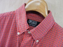 綺麗 POLO RALPH LAUREN ポロラルフローレン 半袖 チェック柄 B/D シャツ オレンジ サイズ170_画像3