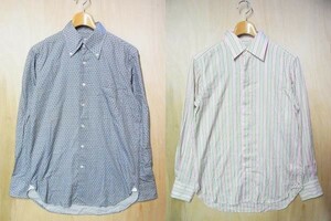 綺麗 英国 KENT＆CURWEN ケント＆カーウェン 長袖 柄シャツ グレー＆ピンク サイズM 2点セット