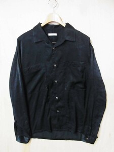 美品 LIDNM リドム 20S/S ポリエステル サテン 長袖シャツ 黒 サイズM