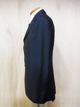 美品 正規品 dunhill ダンヒル カシミア混 ストライプ柄 ウール テーラードジャケット 濃紺 サイズ44_画像2