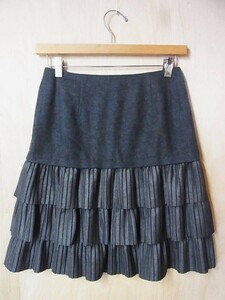 美品 TAE ASHIDA タエアシダ ウール ティアードｘプリーツ スカート グレー サイズ7